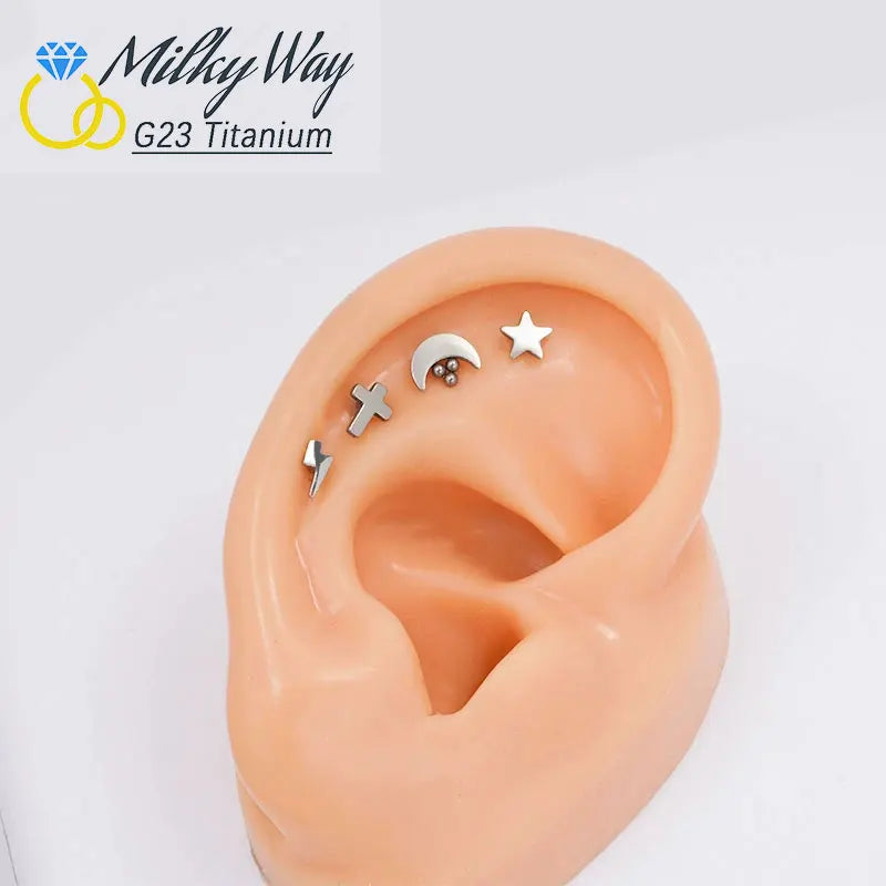 Nose Rings G23 Titanium Jewelry Labret Lip Studs Internally Threaded Earring Sexy E additional angle