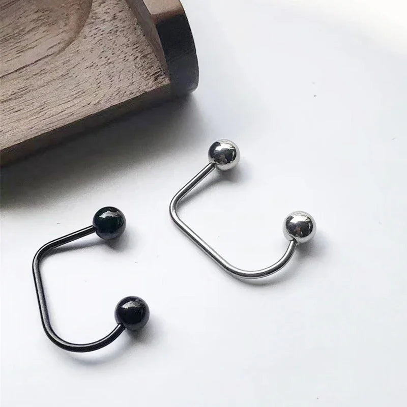 1pc Stainless Steel U-Shaped Double Lip Nail Spherical Cone Lip Piercing Fashion Jewel close-up view
