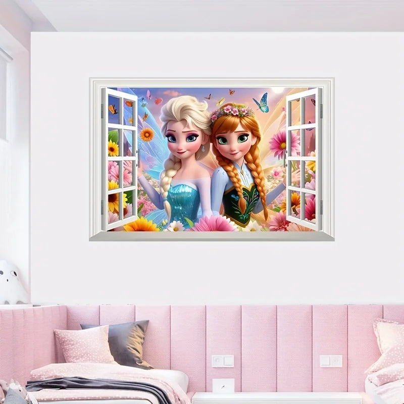 Princess Castle Wall Sticker | Magical Window Design for Kids Rooms lifestyle view