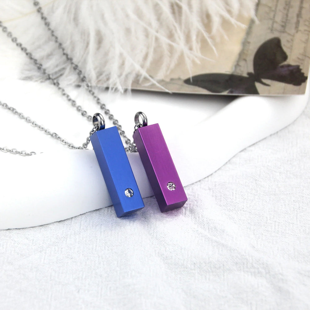 Cube Urn Necklace for Ashes Aluminum Alloy Cremation Necklace with Crystal Memorial P lifestyle view