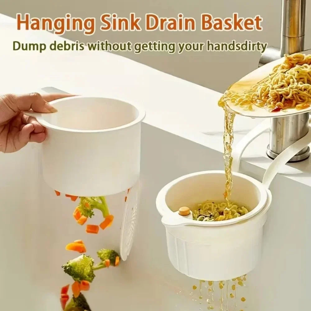 2 IN 1 Faucet Hanging Sink Drain Basket Detachable Bottom Cover Food Residue Filter Rack Kitchen Was