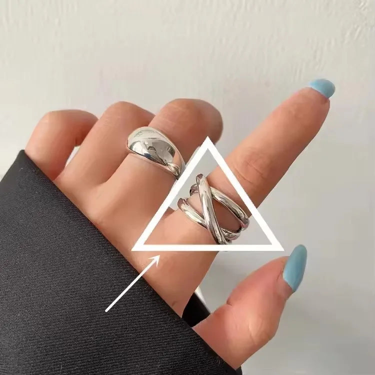 VENTFILLE 925 Sterling Silver Geometric Multilayer Round Bead Ring Female Fashion P additional angle