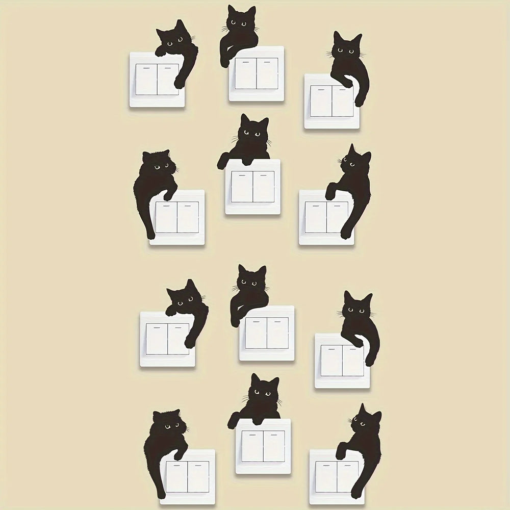 Cat Switch Stickers | Removable Vinyl Decals for Light Switches close-up view