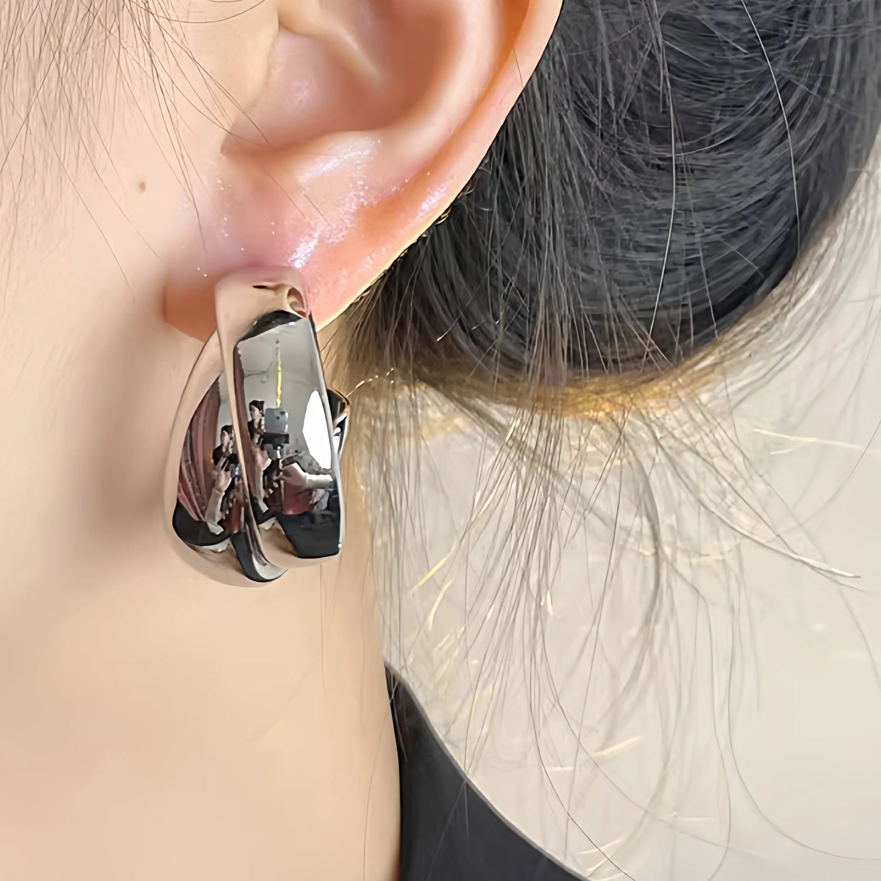 2026 Gold Wide Hoop Clip-On Earrings for Non-Pierced Ears