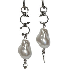Korean Fashion Irregular Pearl Rivet Earrings for Female Punk Charm Aesthetic Geometric Earrings Got