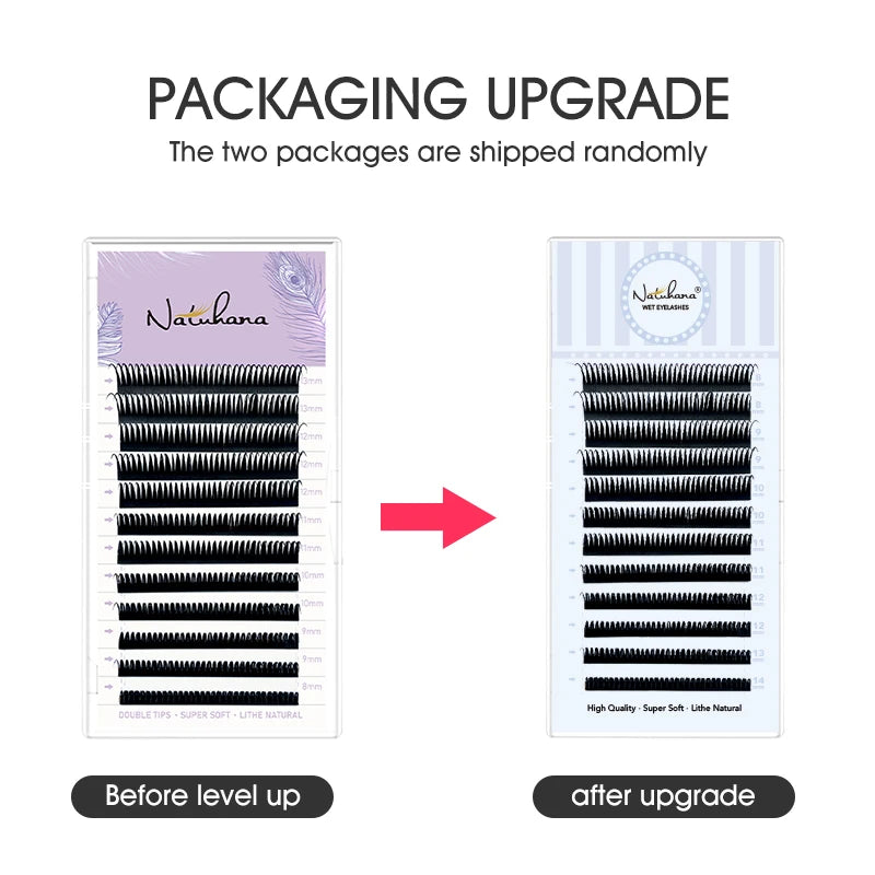 NATUHANA Wet Eyelash Extension 0.07mm | Easy Grafting Manga Wispy Lashes additional angle