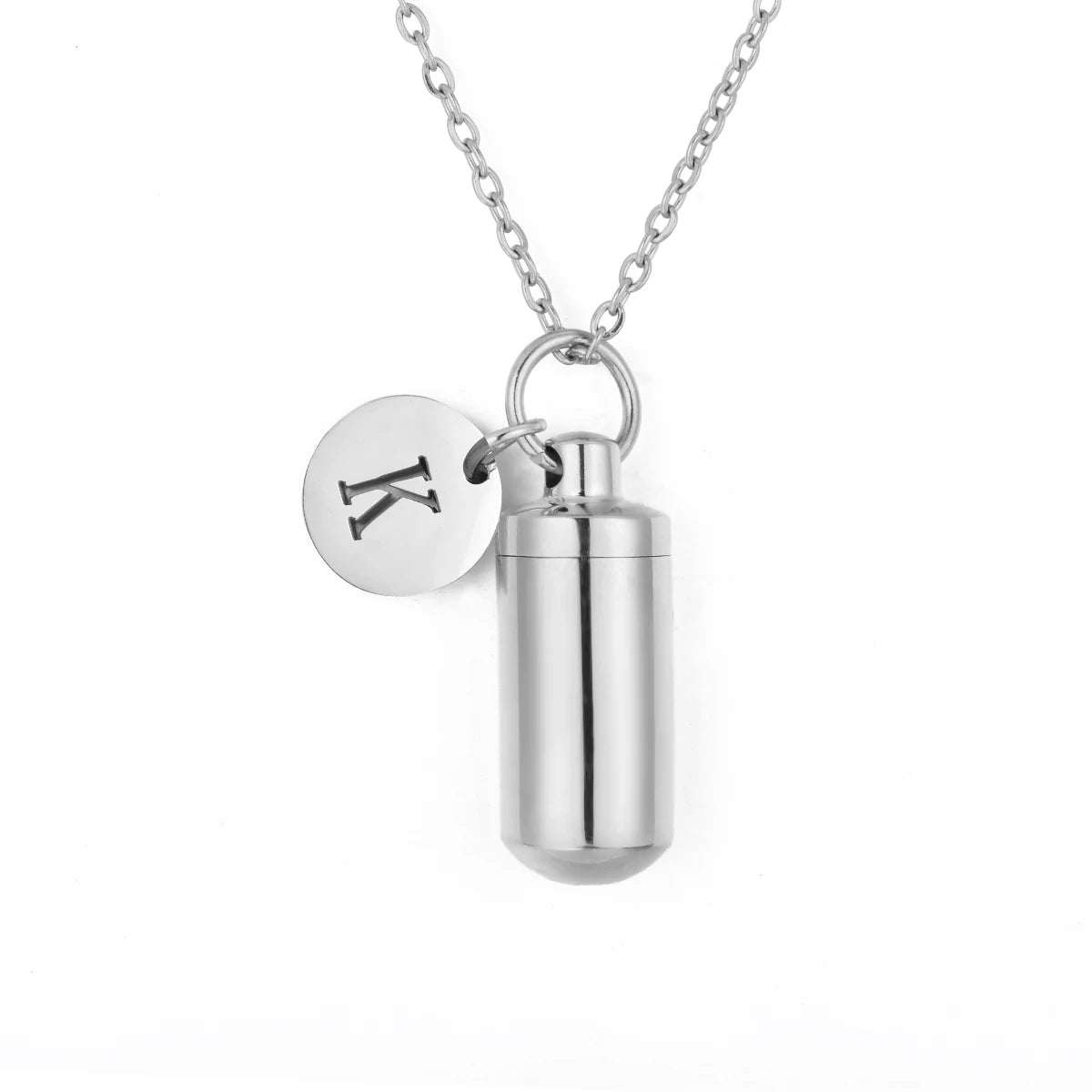 Cremation Jewelry Urn Necklace with Initial Letter Charm | Stainless Steel Memorial P alternate view