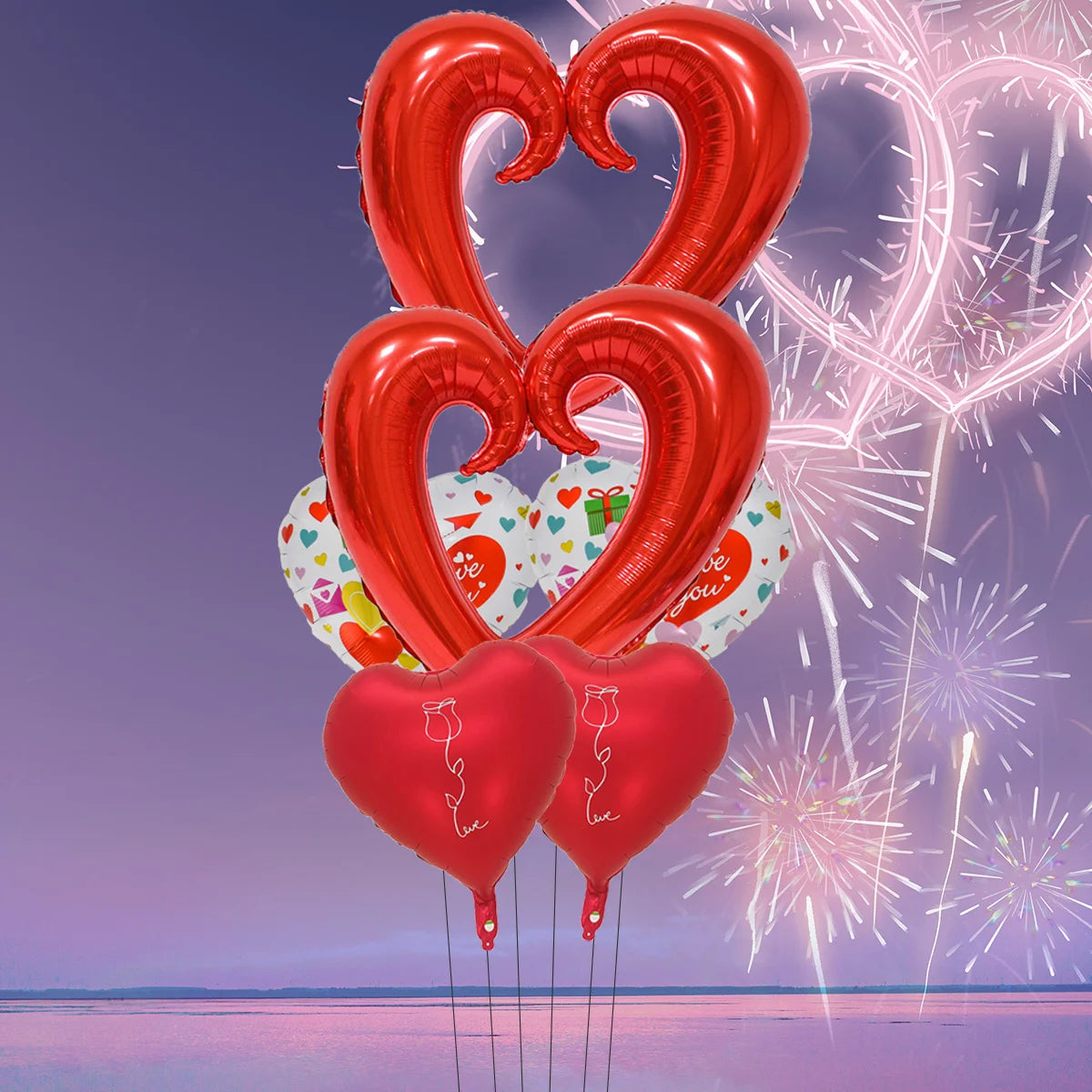 Heart to Heart Love Bear Balloon | Valentine's Day Decor with Stand alternate view
