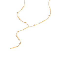 Beaded Long Chain Y Shape Necklace For Women, Minimalist Drop Bar Pendant Choker Neck alternate view