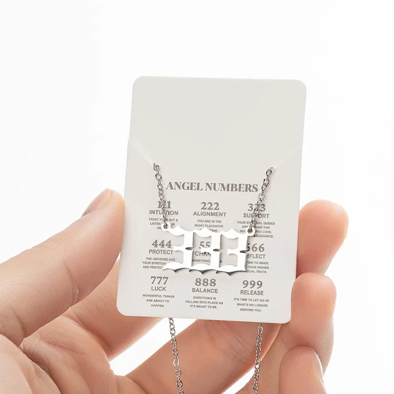 Stainless Steel Angel Number Lucky Numbers Necklaces 111 222 333 444 555 777 888 999 alternate view