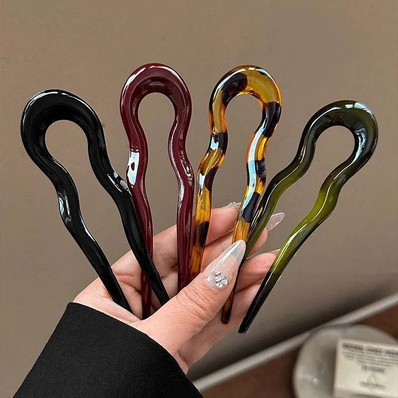 U-Shaped Hair Fork Fashion Tortoiseshell Acetate Hairpin Geometric Design Headwear Ha lifestyle view
