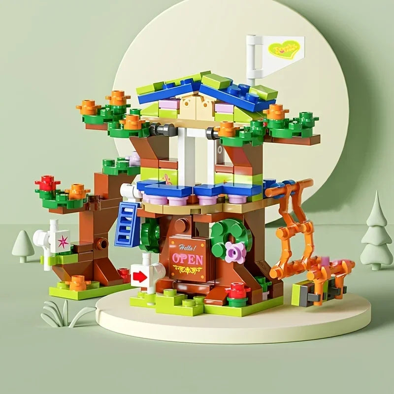 6in1 Tree House Building Blocks Set | Girls Castle Room with Climb Slide additional angle