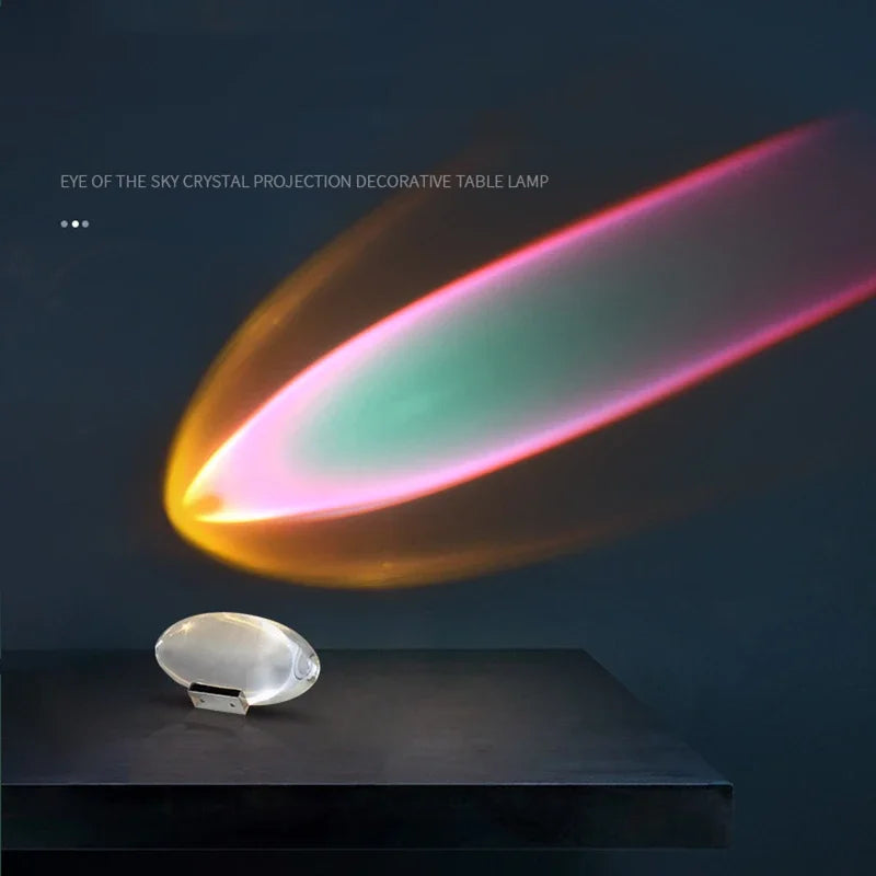 Eye Of The Sky Italian Designer Crystal Table Lamp | LED Night Projector for Living Room detail view