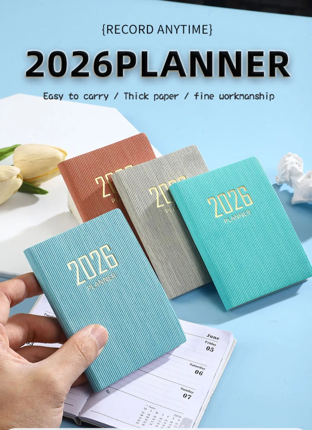 Portable A7 2026 Agenda Book – Pocket Weekly Planner with Calendar