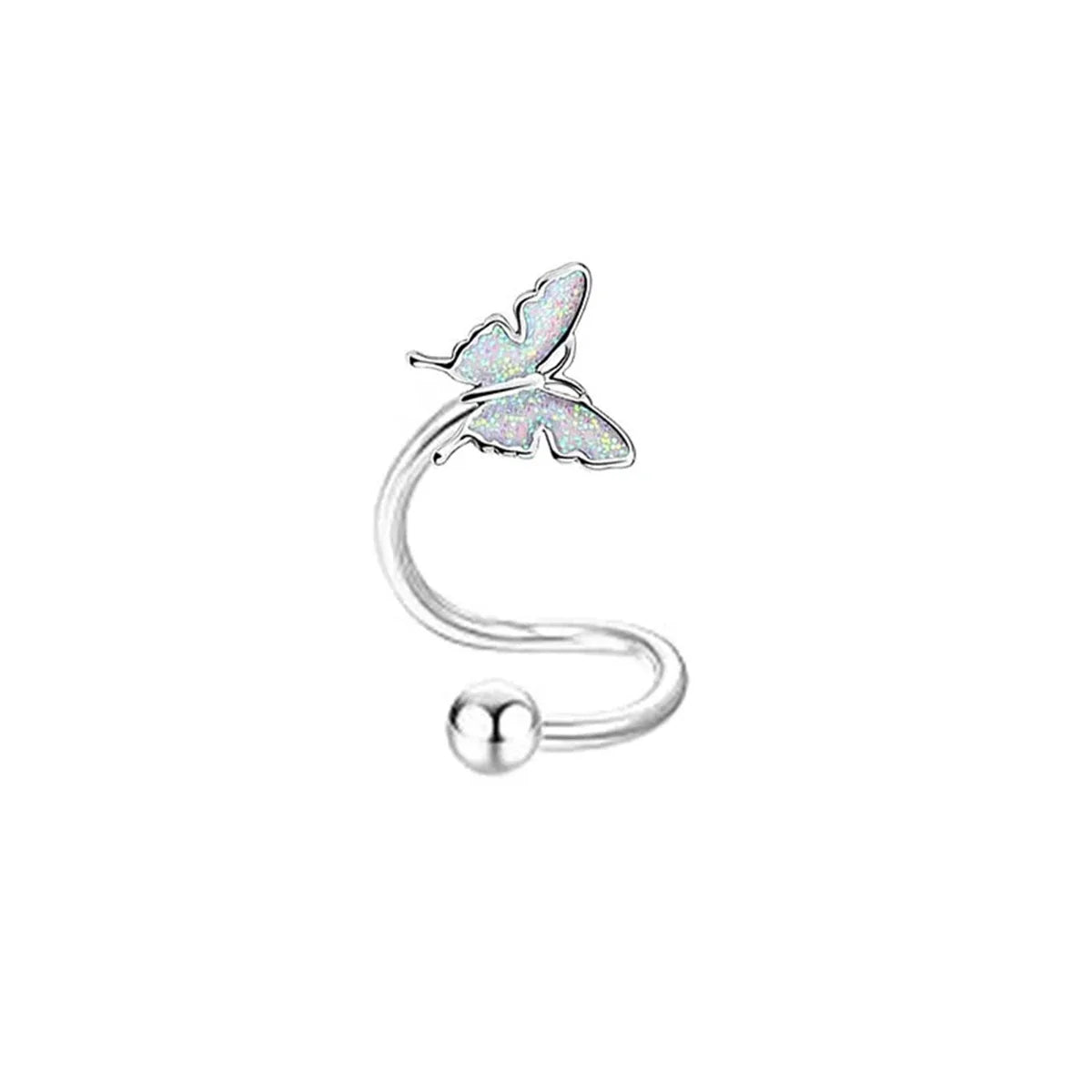 1pcs Cute Stainless Steel Spiral Butterfly Stud Earrings,Hypoallergenic Daith Tragu additional angle