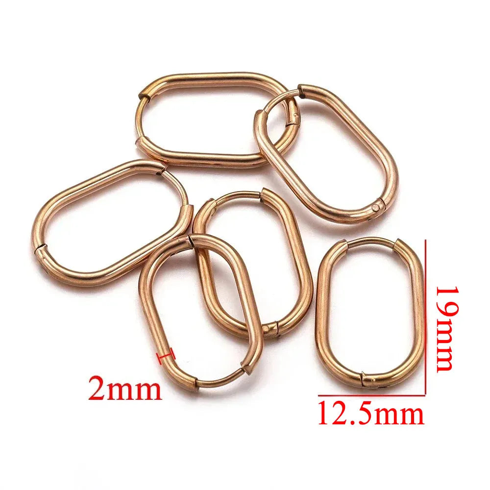 Gold Plated Rectangular Hoop Earrings | 6pcs Stainless Steel Jewelry Findings for DIY lifestyle view