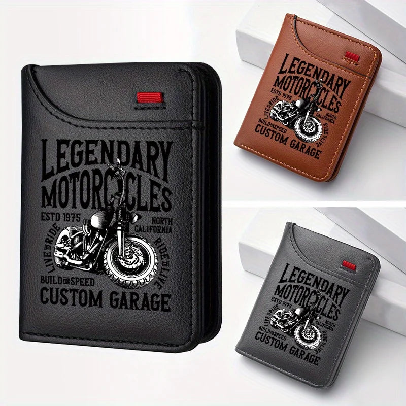 Men's Retro Faux Leather Wallet | Vintage Motorcycle Style Slim Business Card Holder alternate view