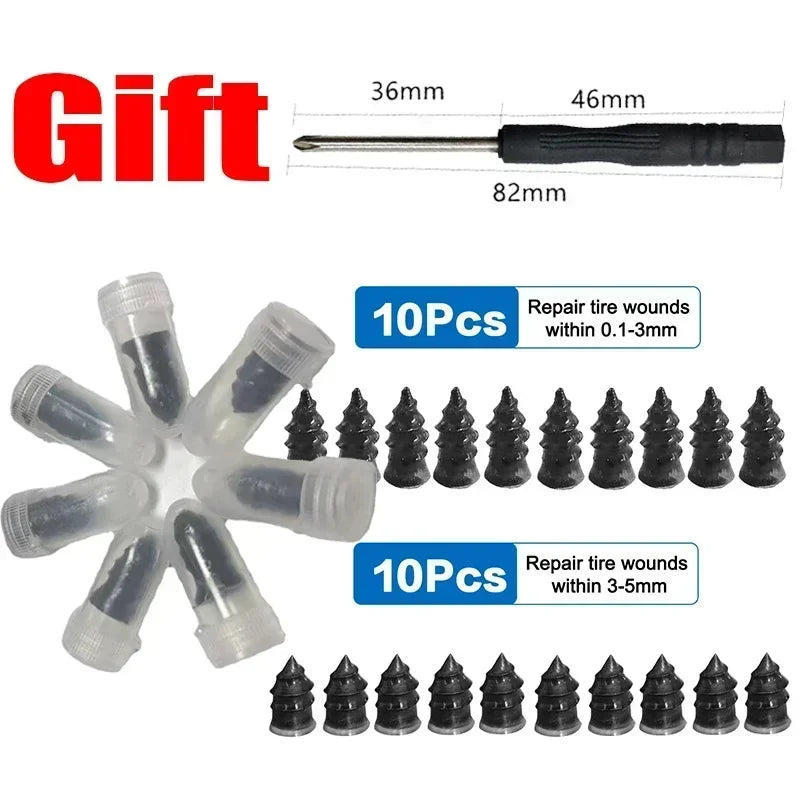 10/20/30Pcs Car Tyre Repair Rubber Nails Set Universal Cars Motorcycle Patch Nails Tru close-up view
