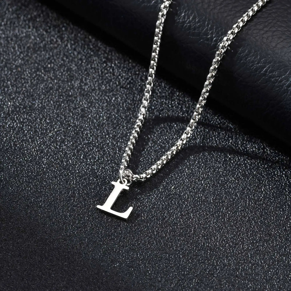 Minimal A-Z Initial Necklace for Men | Stainless Steel Letter Pendant alternate view