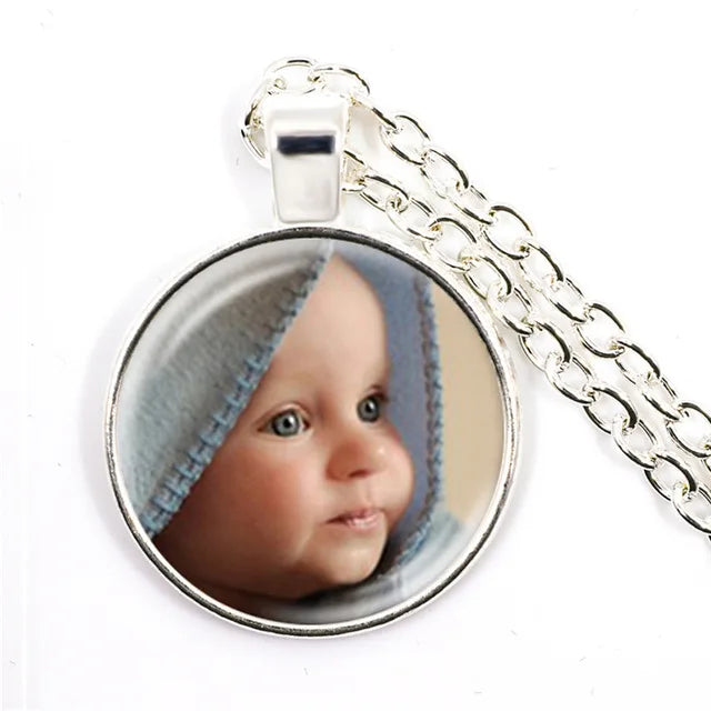 Personalized Photo Necklace | Custom Glass Pendant Gift for Family alternate view