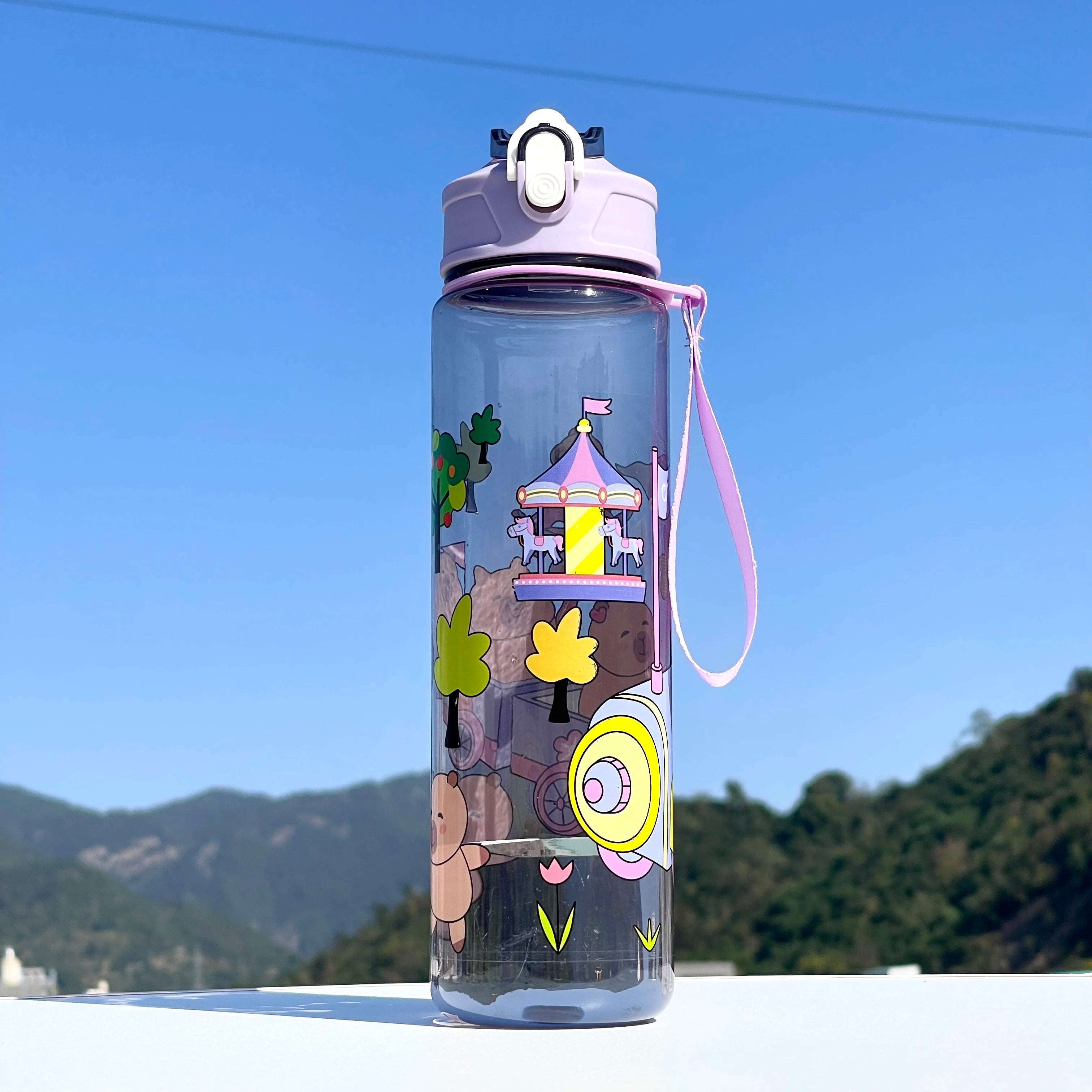 Kapibala Straw Cup Large Capacity 800ml Sports Outdoor Cute Portable Sports Camping additional angle