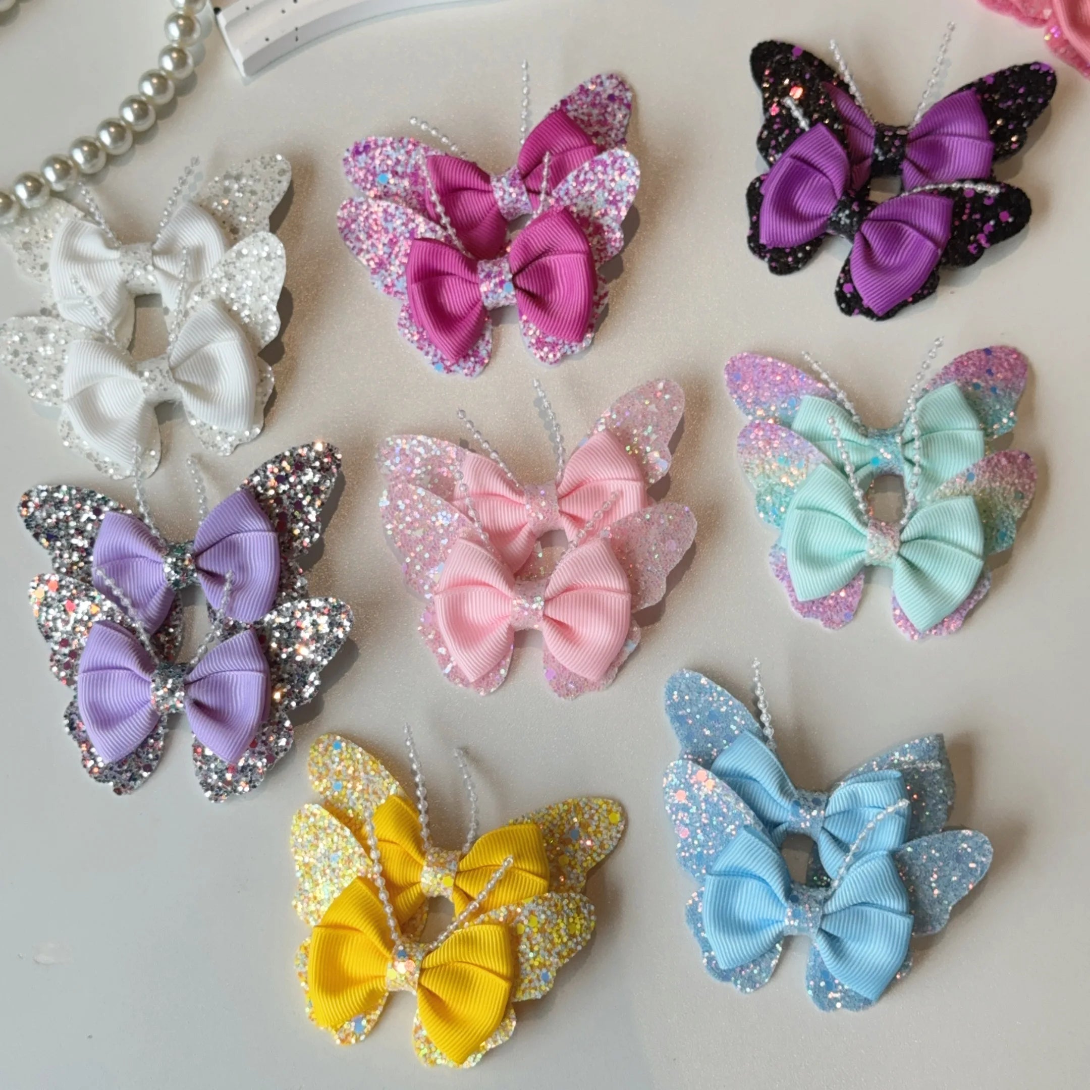 2 Pcs Fashion Rainbow Butterfly Hair Accessories Hair Clips Girls Sequin Hairpins Chi lifestyle view