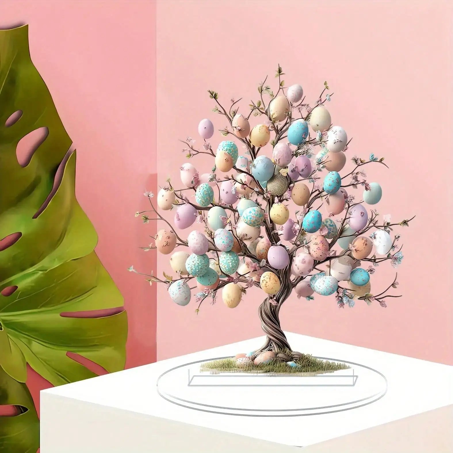 Bohemian Bird Egg Tree Tabletop Decor | Acrylic Easter Home Decoration detail view