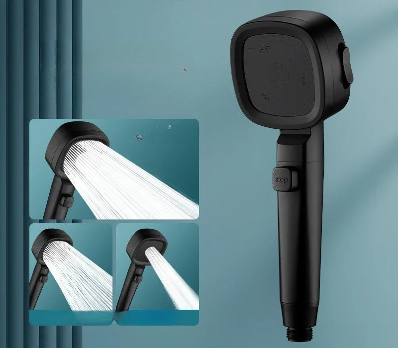 High Pressure Shower Head Water Saving 3 Modes Shower Heads Adjustable One-Key Stop detail view