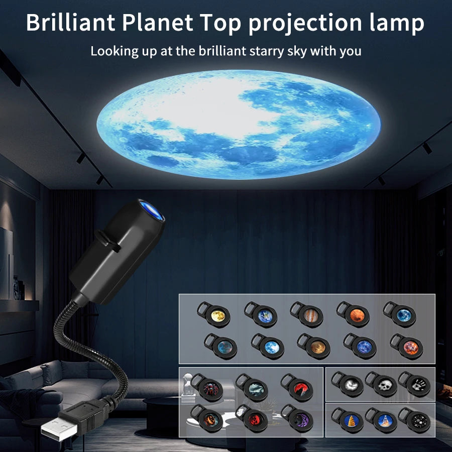 5V USB Plug-in Planet Projection Light | Halloween Christmas Ceiling Decor Lamp