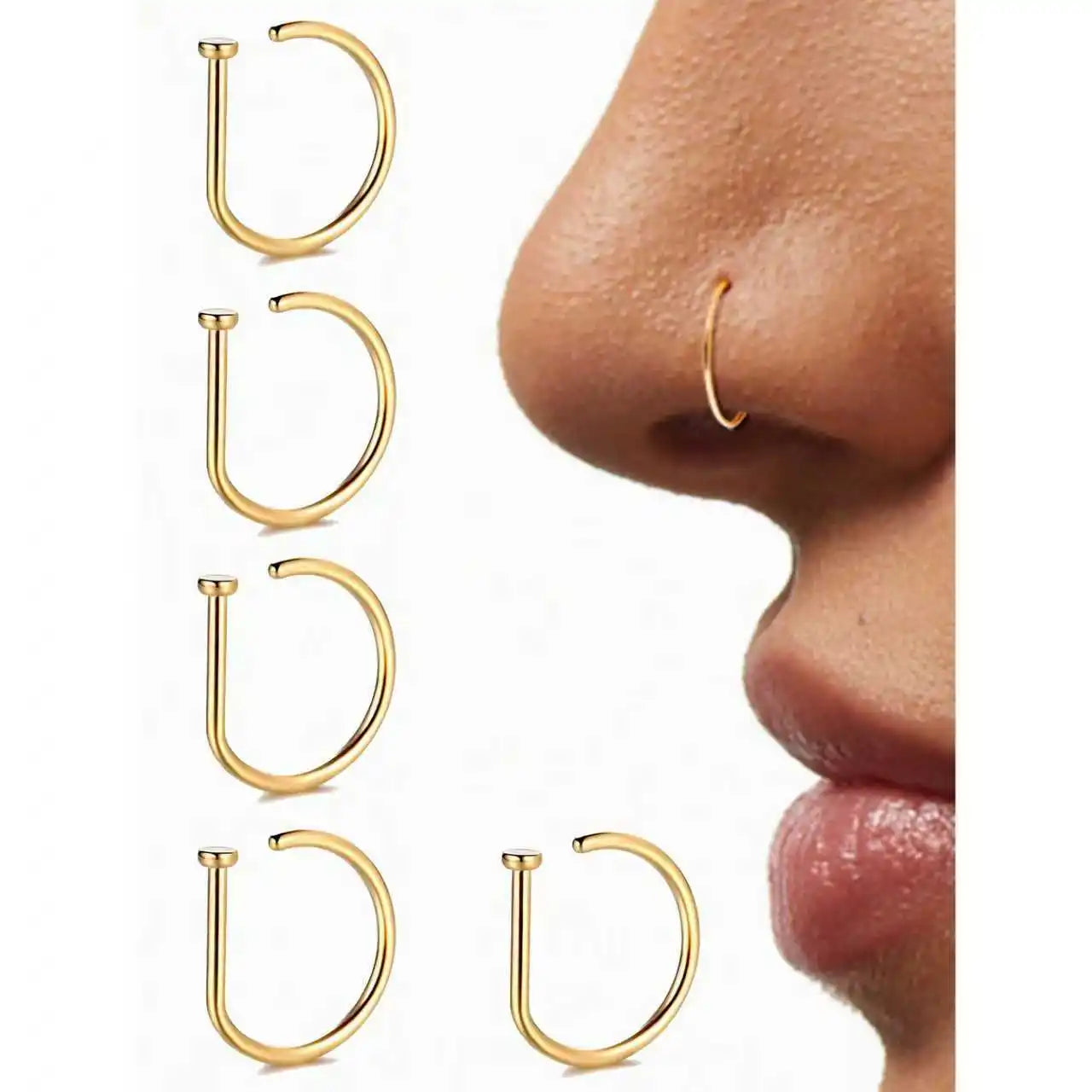 Stainless Steel Ring Nostril Body Jewelry New Curved Barbells Fake Nose Piercing D additional angle