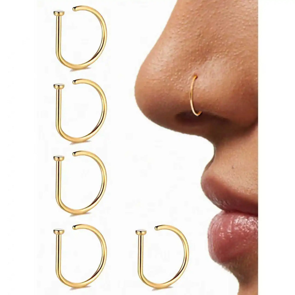 Stainless Steel Ring Nostril Body Jewelry New Curved Barbells Fake Nose Piercing D additional angle