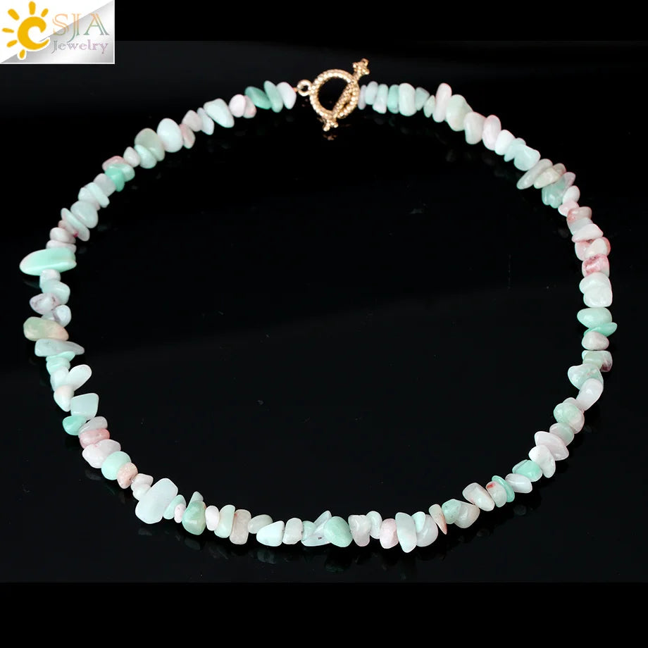 Natural Chip Stone Choker Necklace | Bohemia Crystal Bead Jewelry alternate view