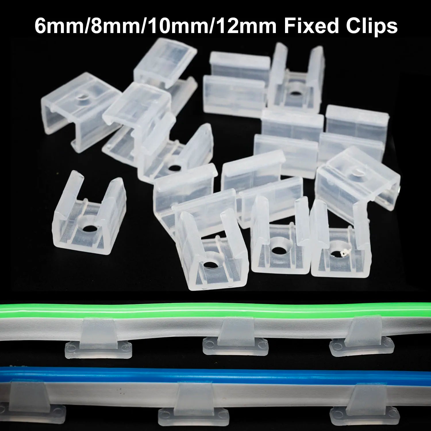 LED Strip Fixing Clips 6mm 8mm 10mm 12mm for 2835 Neon 220V