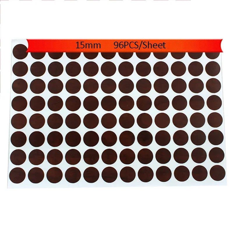 96Pcs 15mm Wood Furniture Screw Cap Covers | Self-Adhesive Hole Stickers for Desk Cab alternate view
