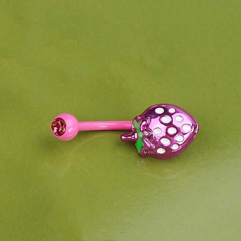 Sweet Dinosaur Navel Ring Zircon Heart Strawberry Belly Button Ring For Women Body Pi alternate view
