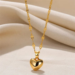 Charm Love Heart Pendant Necklace for Women Gold Color Fashion Lip Chain Simple Metal alternate view