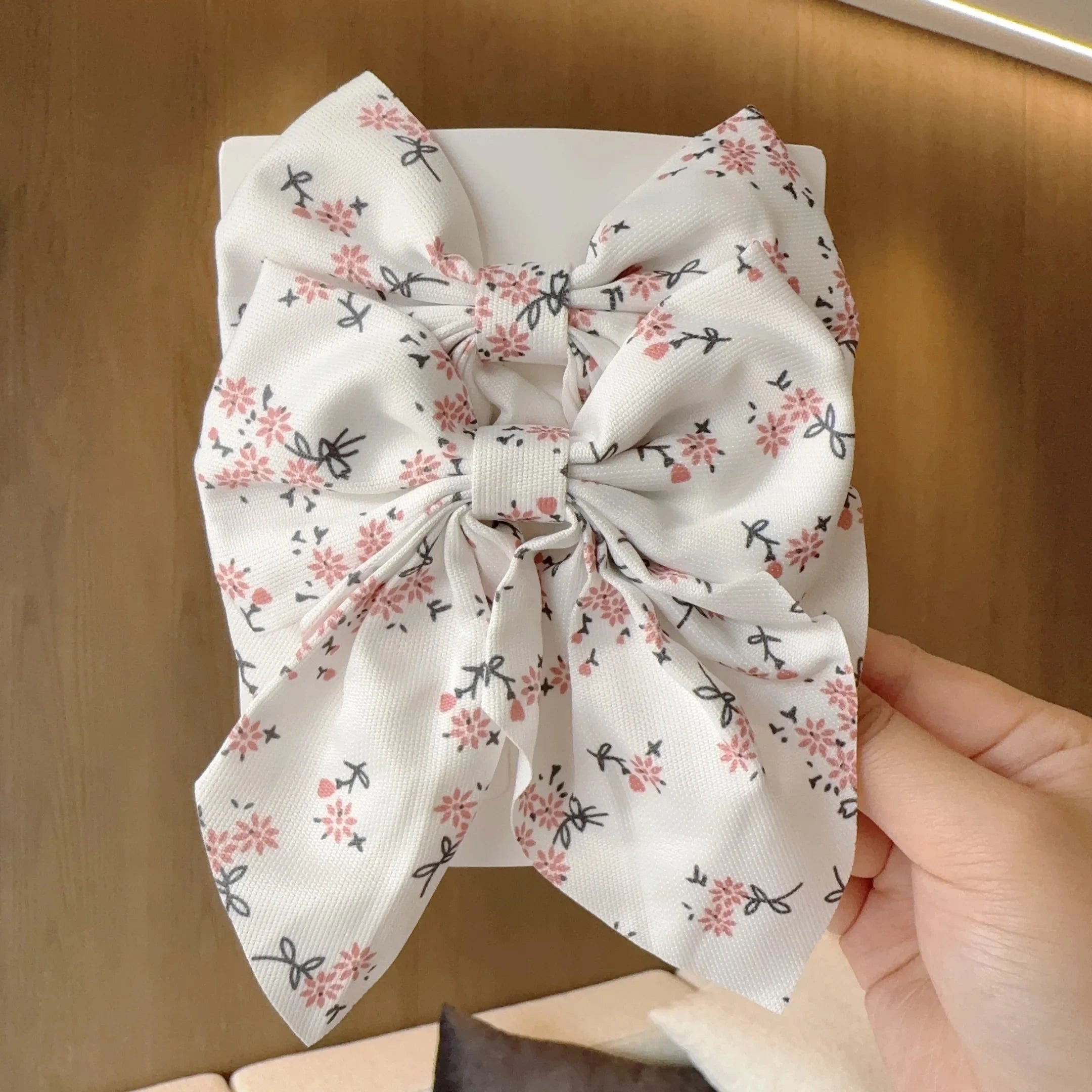 2PC Spring Summer Women Kids New Floral Printed Bows Hair Clip Fresh Cute Hair Pins Barrettes Headwear Girls Hair Accessories