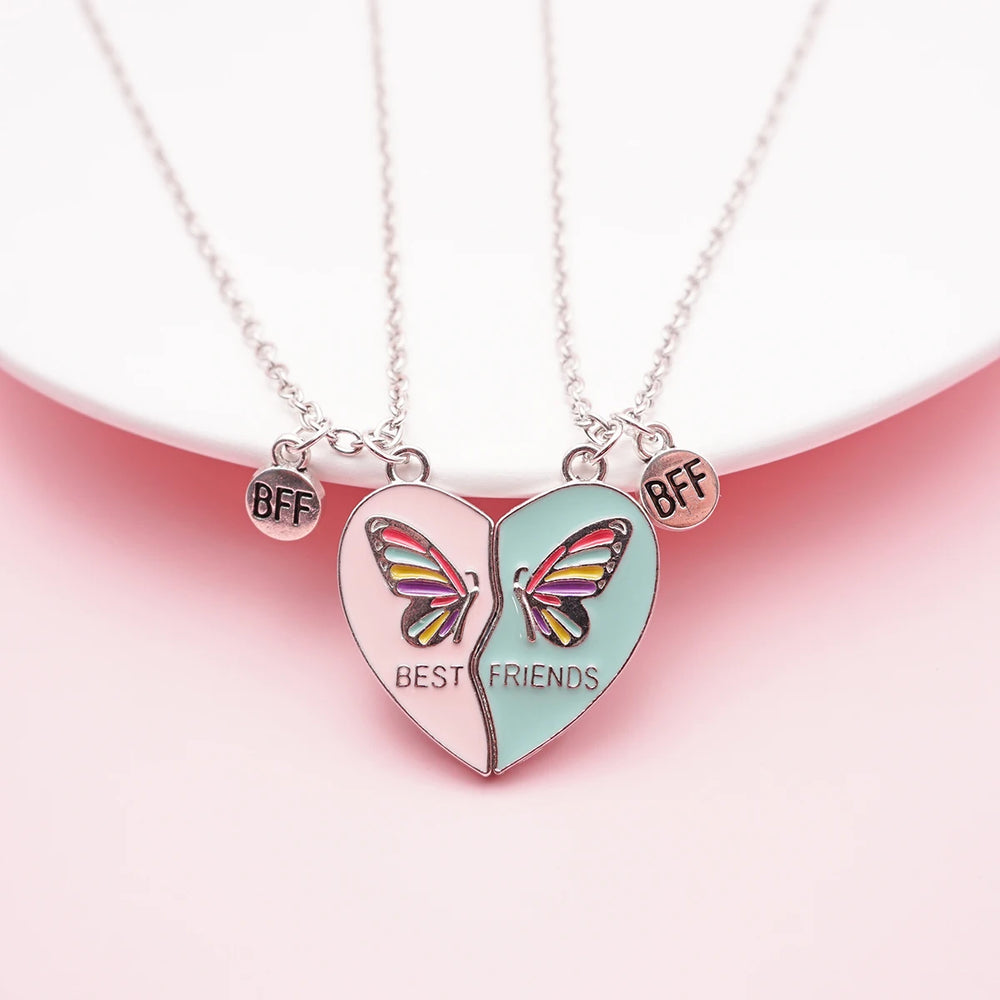 Broken Heart Best Friends Pendant Set | Magnetic Adjustable Lover Necklace for Women detail view
