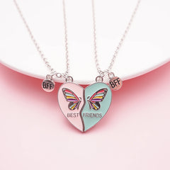 Broken Heart Best Friends Pendant Set | Magnetic Adjustable Lover Necklace for Women detail view