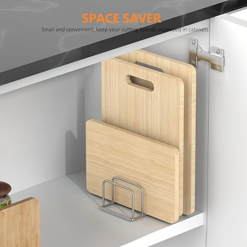 Space-Saving Stainless Steel Pot Lid Cutting Board Organizer Combo