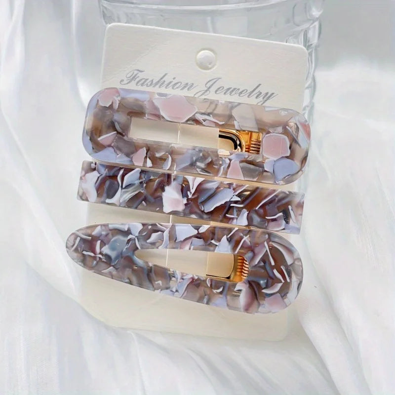 3pcs/set Acetate Hollow Water Drop Long Strip Hairpin Simple Duck Beak Clip Broken Ha lifestyle view