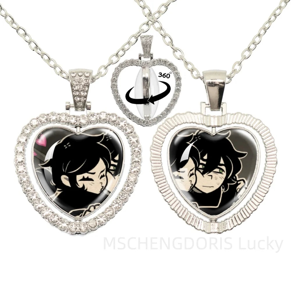 The Coffin Of Andy And Leyley Cosplay Necklace | Double Sided Glass Cabochon Heart Pe alternate view