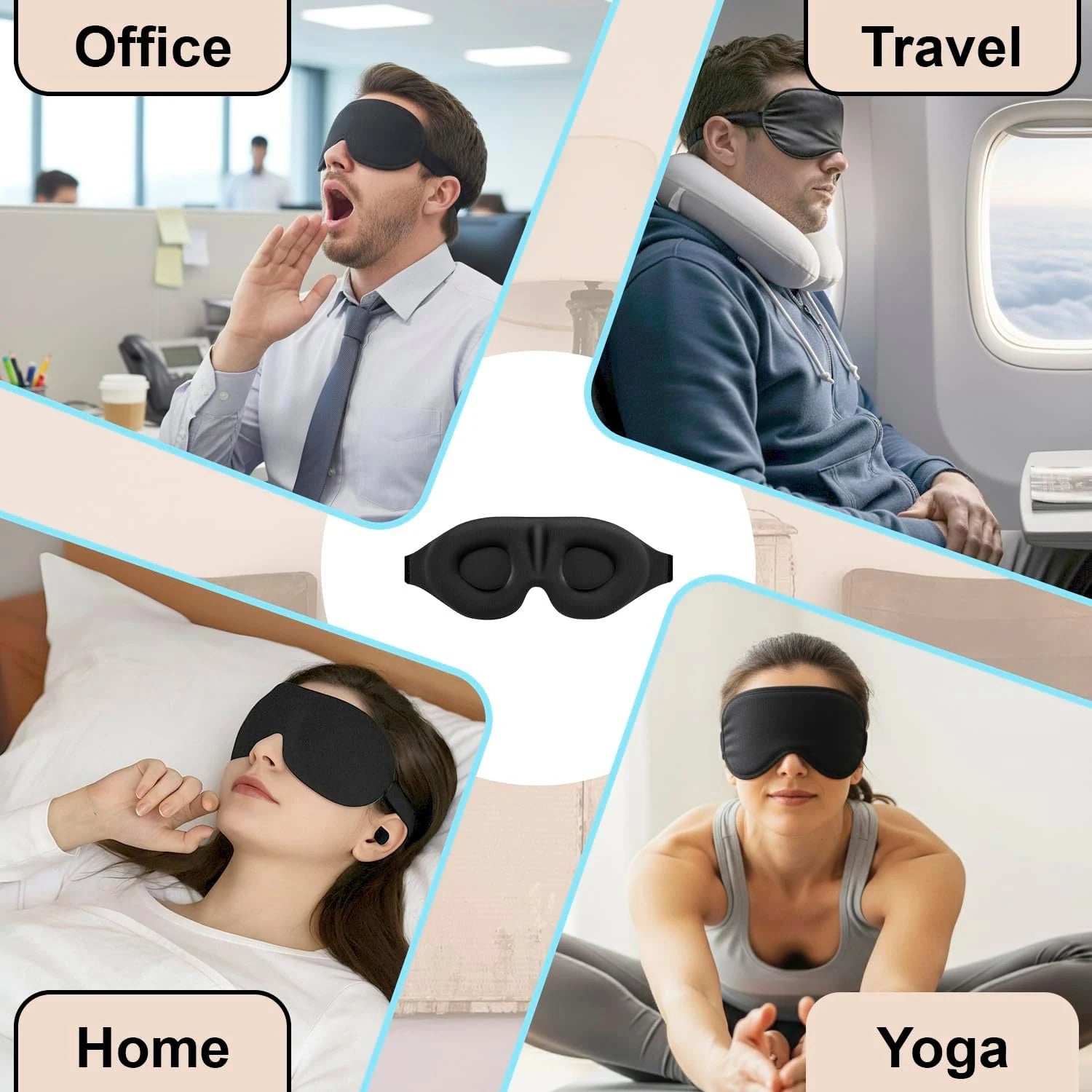 3D Sleep Mask with Zero Eye Pressure | Light Blocking Travel Eye Mask lifestyle view