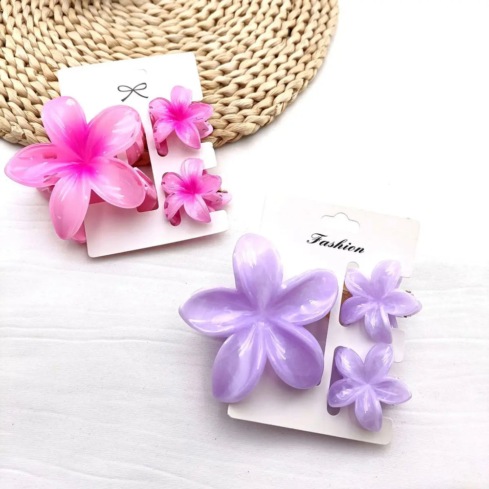 3/6/9/12PCS Hawaiian Gradient Flower Hair Claw Clip For Women Girl Fashion Plastic No alternate view