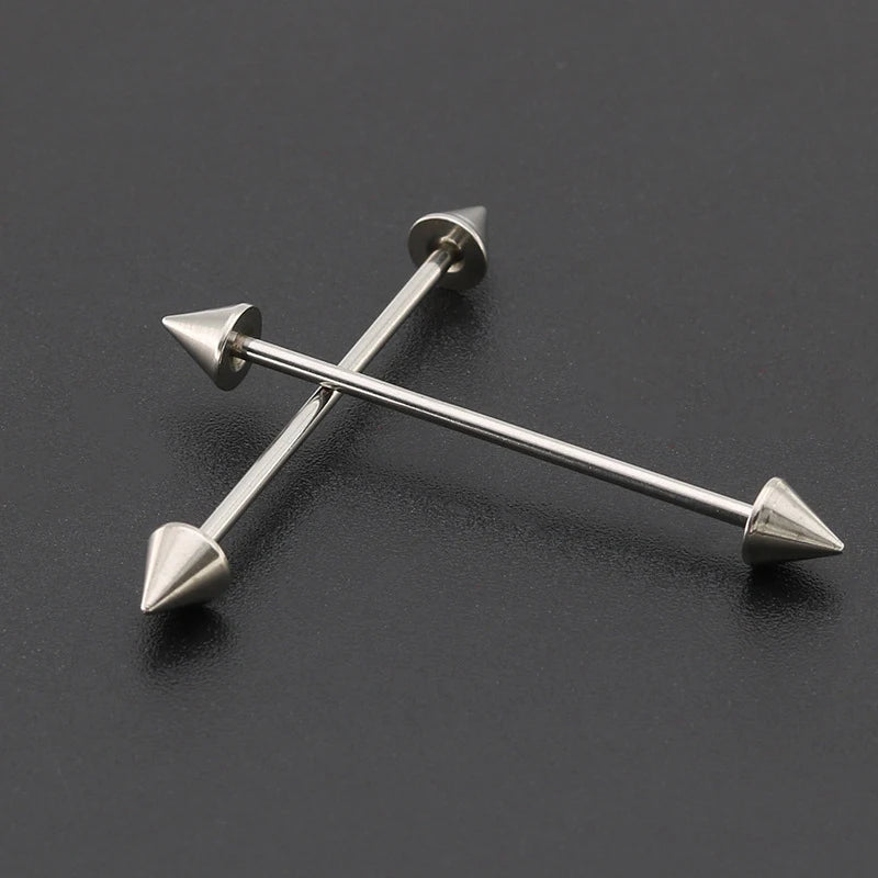 1Pcs Stainless Steel Straight Helix Tragus Industrial Ear Studs Bar Piercing Tongue R lifestyle view
