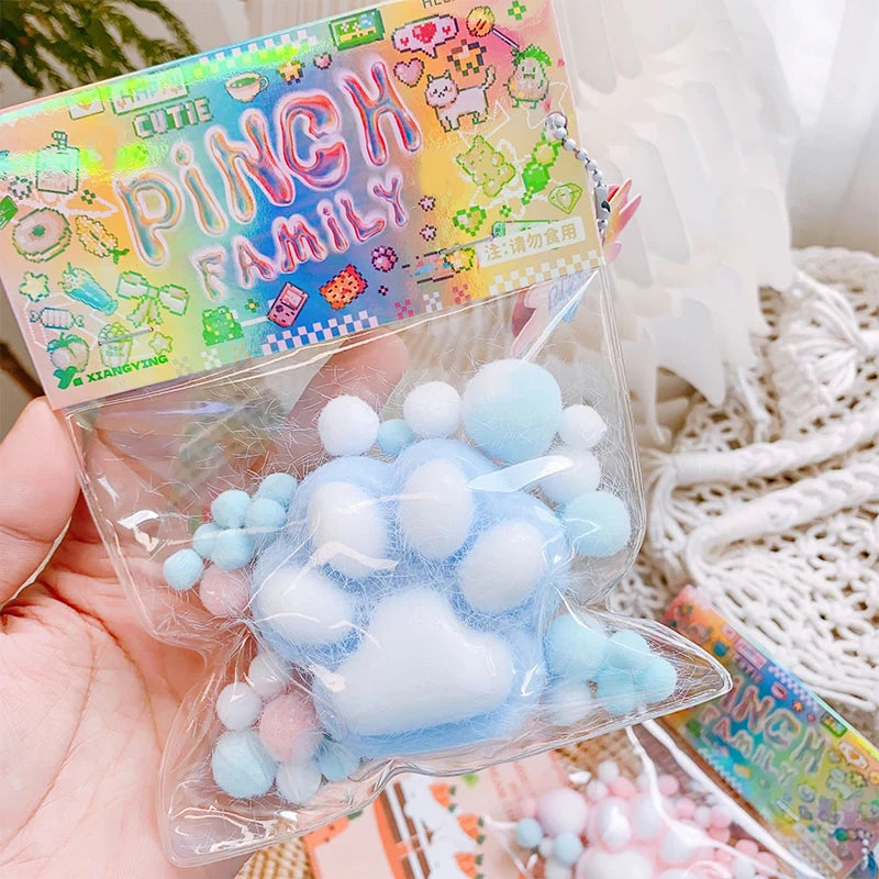 Handmade Flocking Cat's Paw Stress Relief Squishy Toy | Mochi Slow Rebound Fidget T additional angle