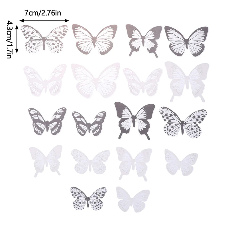 18pcs Black and White Butterfly Wall Stickers | Elegant PVC Decals for Home Decor additional angle