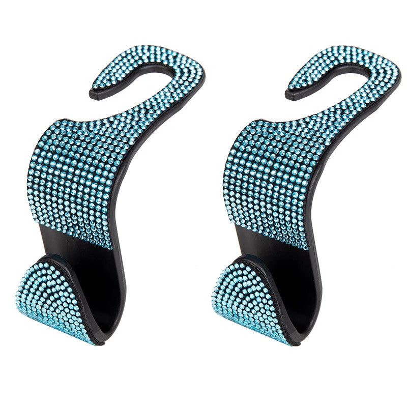 Rhinestone Decor Car Seat Back Hook Hanger Universal Bling Diamond Vehicle Auto Headrest detail view