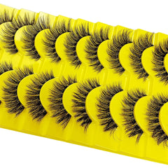 10 Pairs Eyelashes Clear Band Natural Wispy Fluffy Lashes Natural Look Russian Strip L close-up view