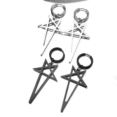Pentagram Spike Rivet Hoop Earrings | Stainless Steel Gothic Punk Jewelry alternate view